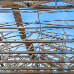 Low angle view of construction site against sky