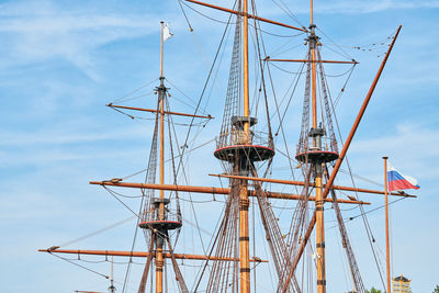 Low angle view of sailboat against sky