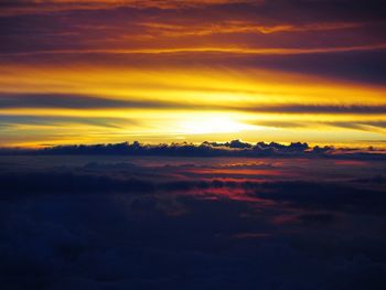 Scenic view of dramatic sky during sunset