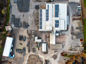 High angle view of buildings in city