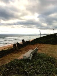 Scenic view of beach against sky