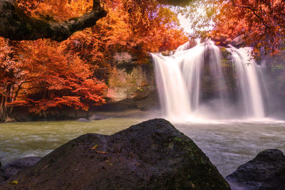 Beautiful waterfall with sunlight in jungle, haew suwat waterfall at khao yai nakhonratchasima