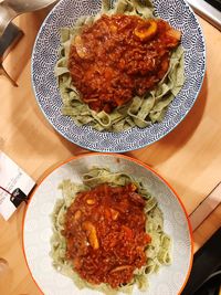 High angle view of meal served in plate