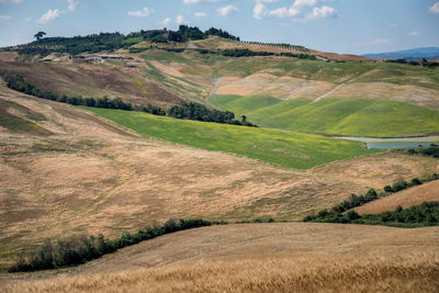 Panoramic view of traditional tuscany landscapes, siena province, tuscany, italy