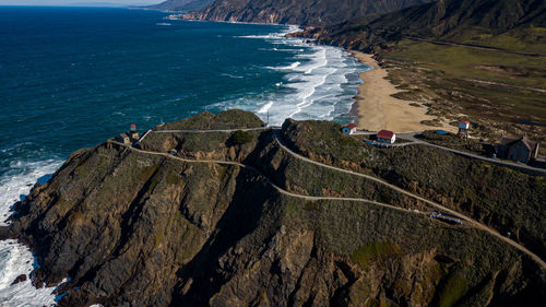 High angle view of sea shore