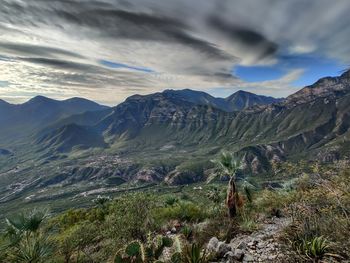 Scenic view of mountains against sky