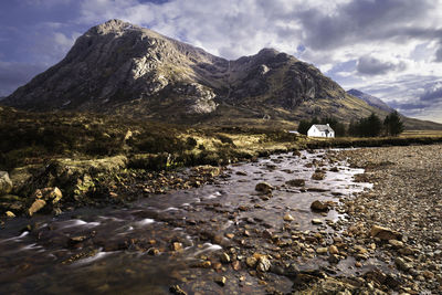 Scenic view of scottish mountains against sky at glencoe