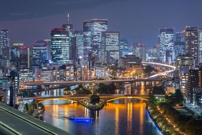 Illuminated city at night