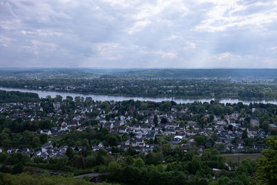 Scenic view of townscape against sky