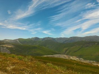 Scenic view of mountains against sky