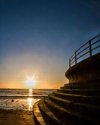 Scenic view of sea against clear sky during sunset