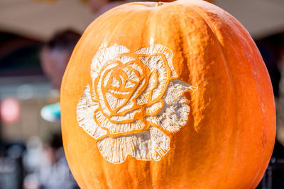 Close-up of design on pumpkin