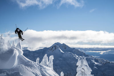 Man skiing in backcountry at mt. baker, washington