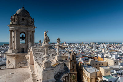High angle view of buildings in city