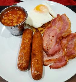 Close-up of breakfast served in plate