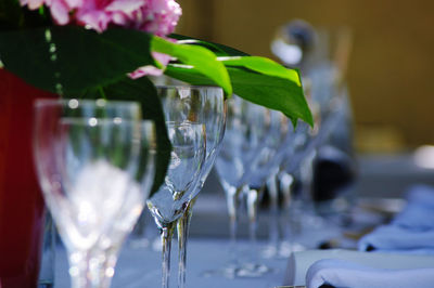 Close-up of wine glass on table