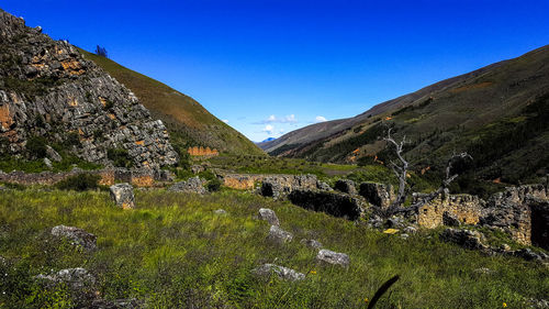 Scenic view of landscape against blue sky