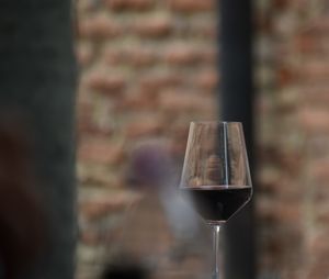 Close-up of wineglass on table