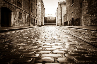 Narrow alley along buildings