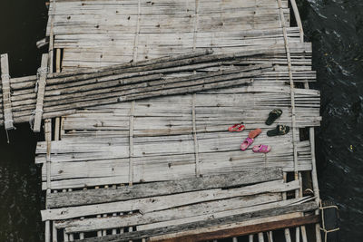 High angle view of wooden structure