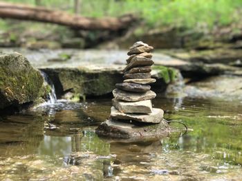 Stack of rocks in water