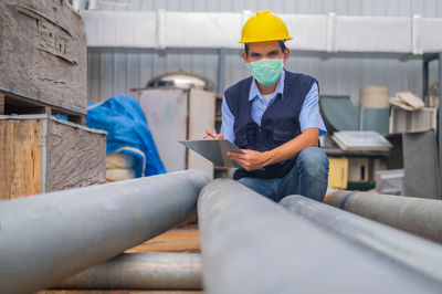 Engineer working at construction site