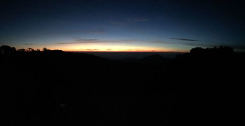 Silhouette landscape against sky during sunset