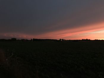 Scenic view of silhouette landscape against sky during sunset