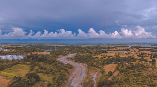 High angle view of cityscape against sky