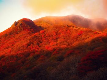 Scenic view of mountain during sunset