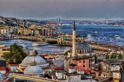 View of city during sunset