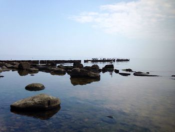 Reflection of rocks in water