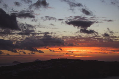 Scenic view of dramatic sky during sunset