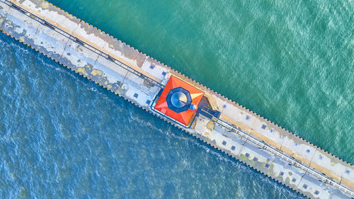 High angle view of ship