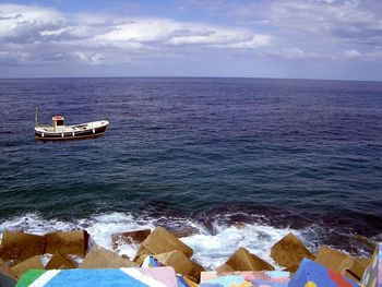 Scenic view of sea against cloudy sky