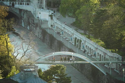 High angle view of bridge over river in vienna city