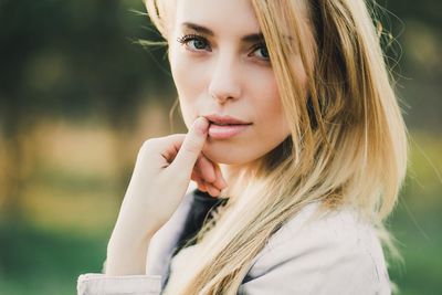 Close-up portrait of young woman