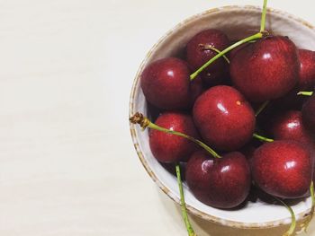 High angle view of apples in bowl