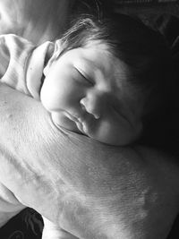 Close-up of cute baby sleeping