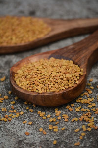 Close-up of coffee beans on table