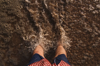 Low section of person standing on rock