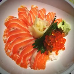 High angle view of seafood in plate