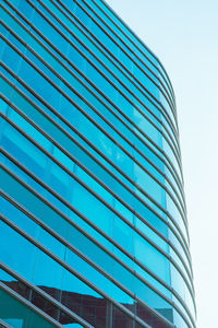 Low angle view of modern building against clear sky