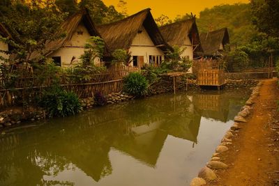 Reflection of built structure in water