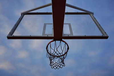 Low angle view of basketball hoop against sky