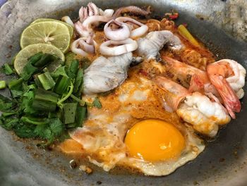 High angle view of breakfast