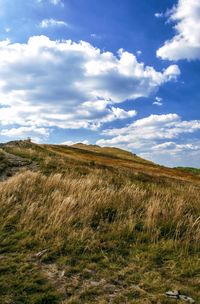 Scenic view of landscape against cloudy sky