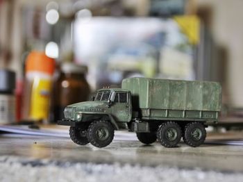 Close-up of toy car on table