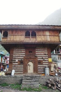 Low angle view of old building against clear sky