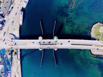 High angle view of swimming pool by sea